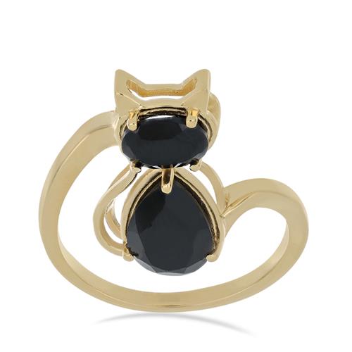 BUY 925 SILVER NATURAL BLACK SPINEL GEMSTONE CAT RING 